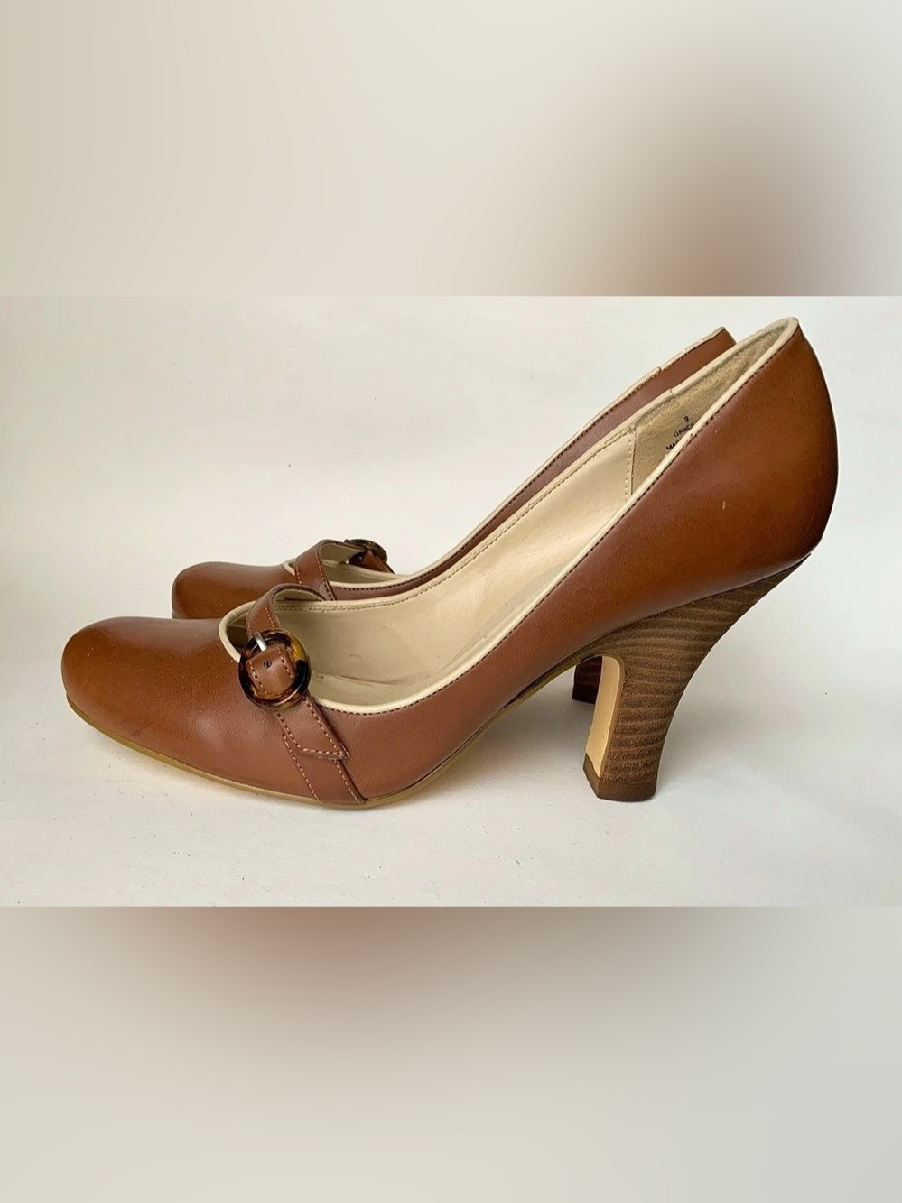 Expression Cognac Buckle Pumps US 9